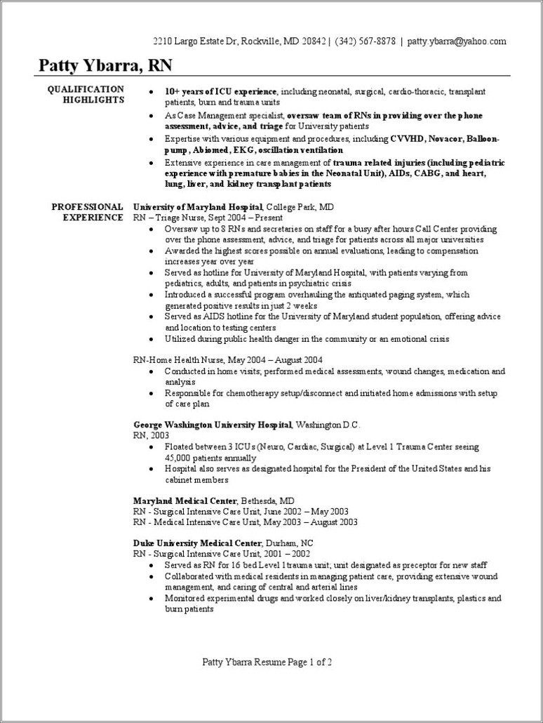 Sample Home Health Rn Resume - Resume Example Gallery