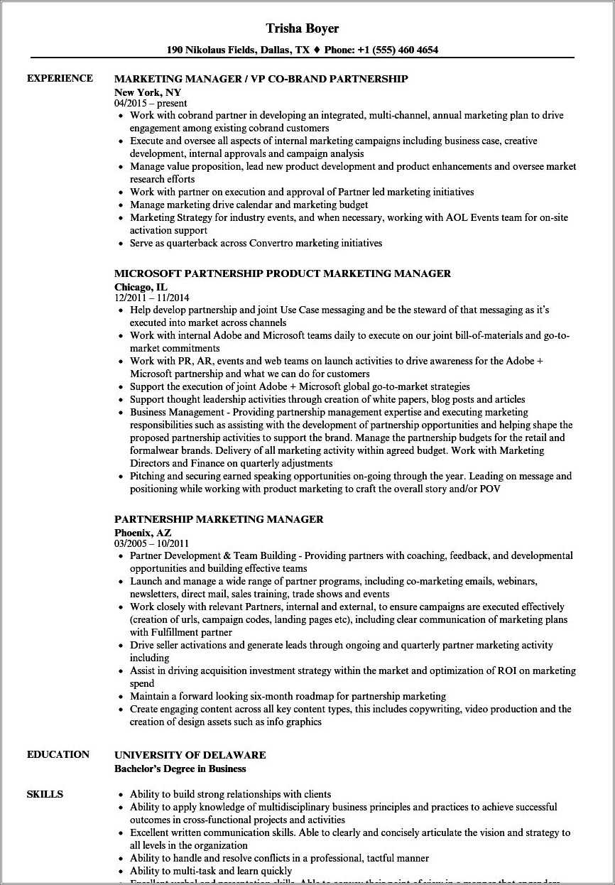 Sample Marketing Tour Manager Resume Resume Example Gallery