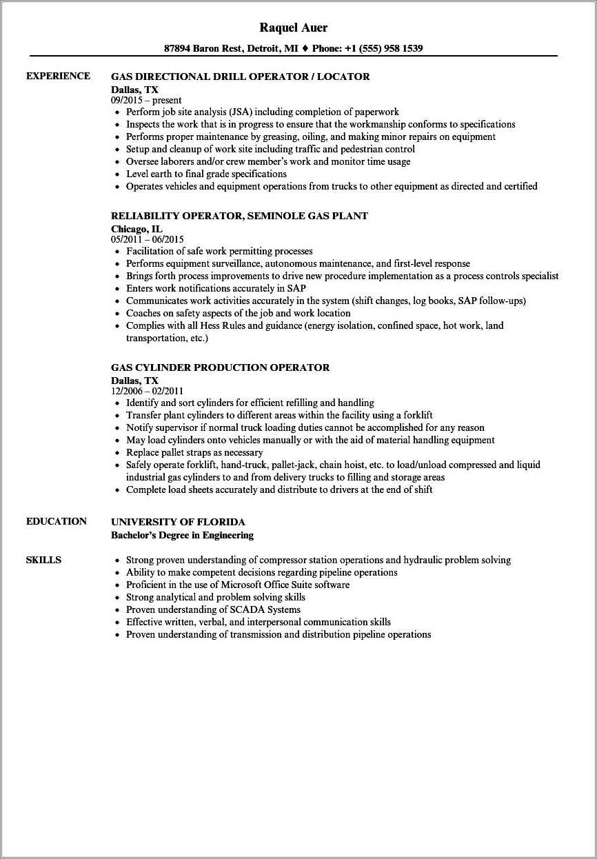 sample-of-gas-station-resume-resume-example-gallery