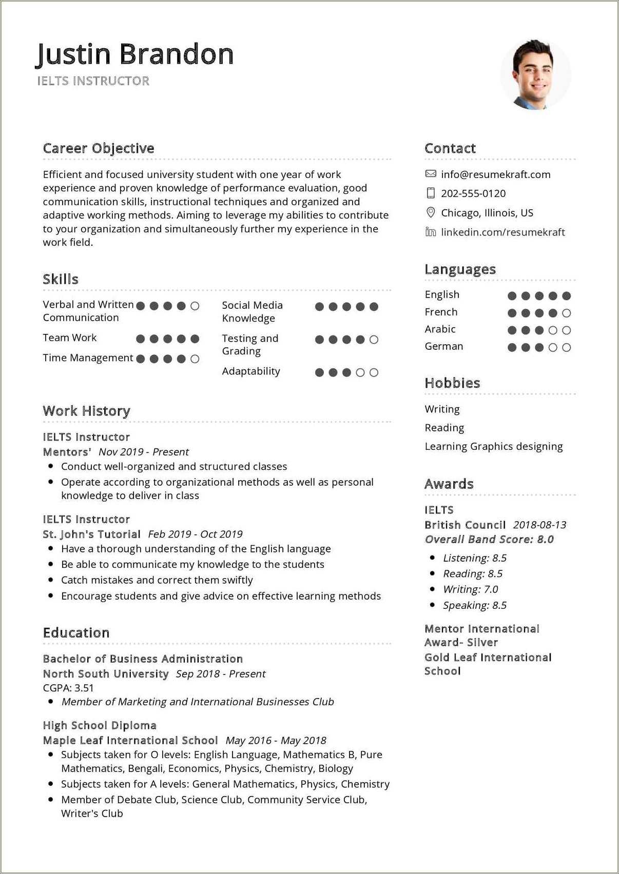 1 Year Work Experience Resume Sample - Resume Example Gallery