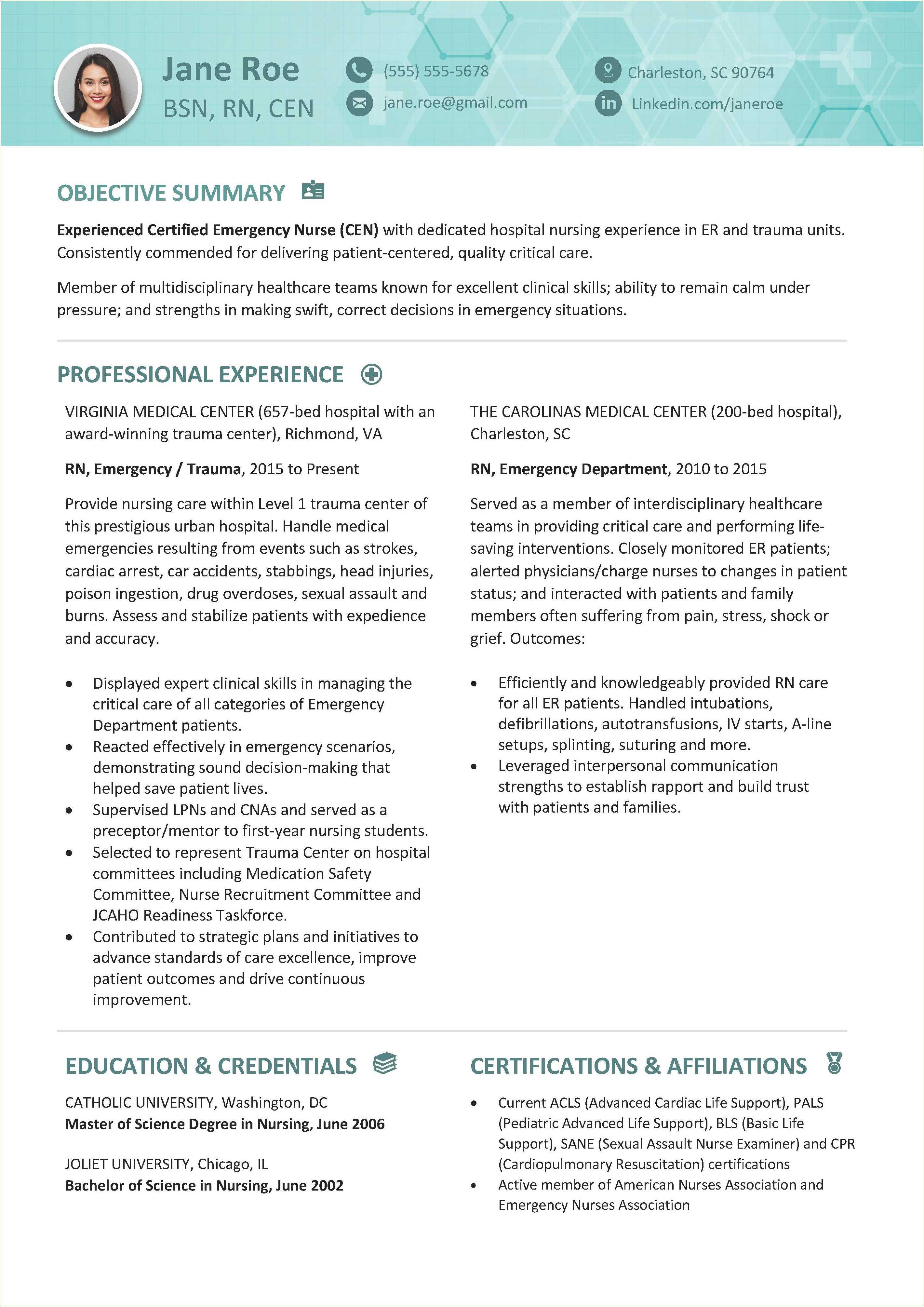 Sample Pediatric Er Nurse Resume Resume Example Gallery