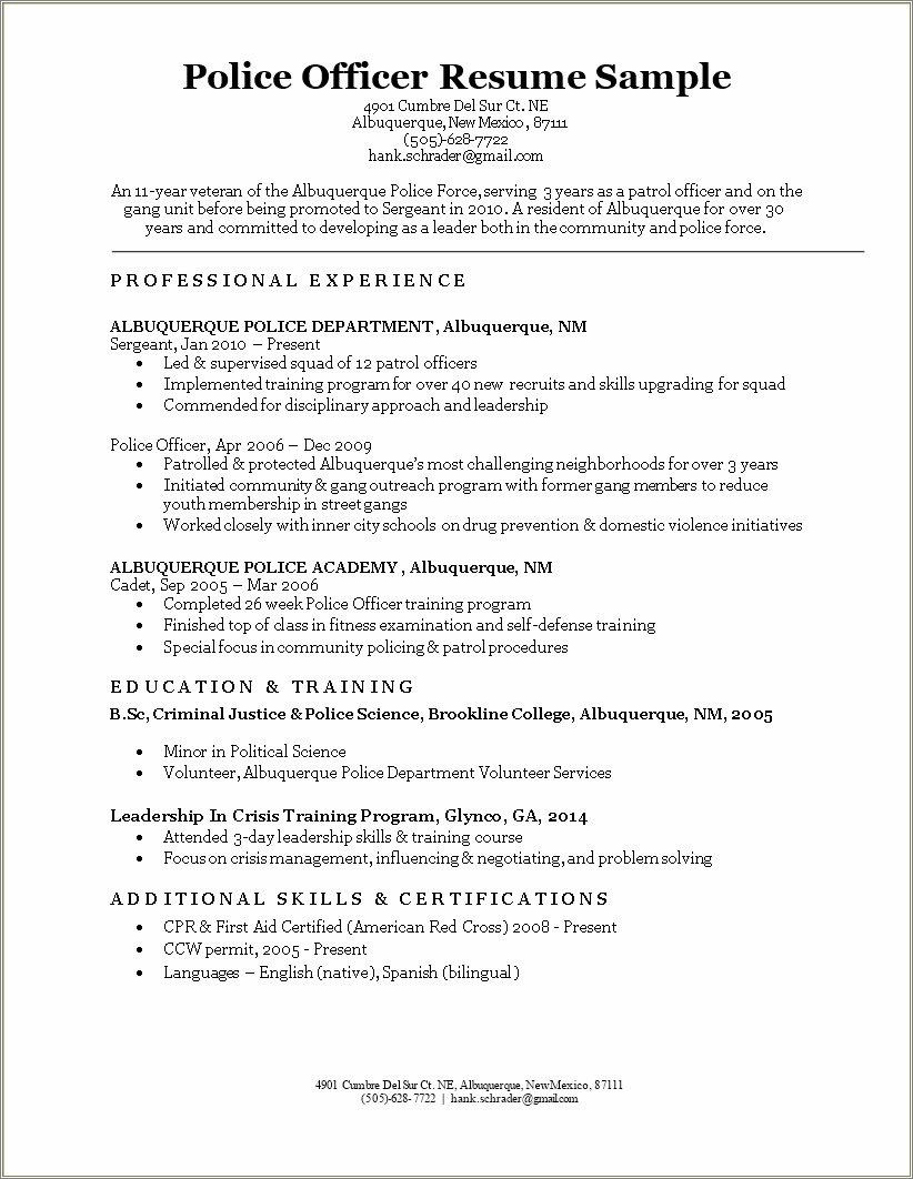 sample-police-officer-resume-objectives-resume-example-gallery