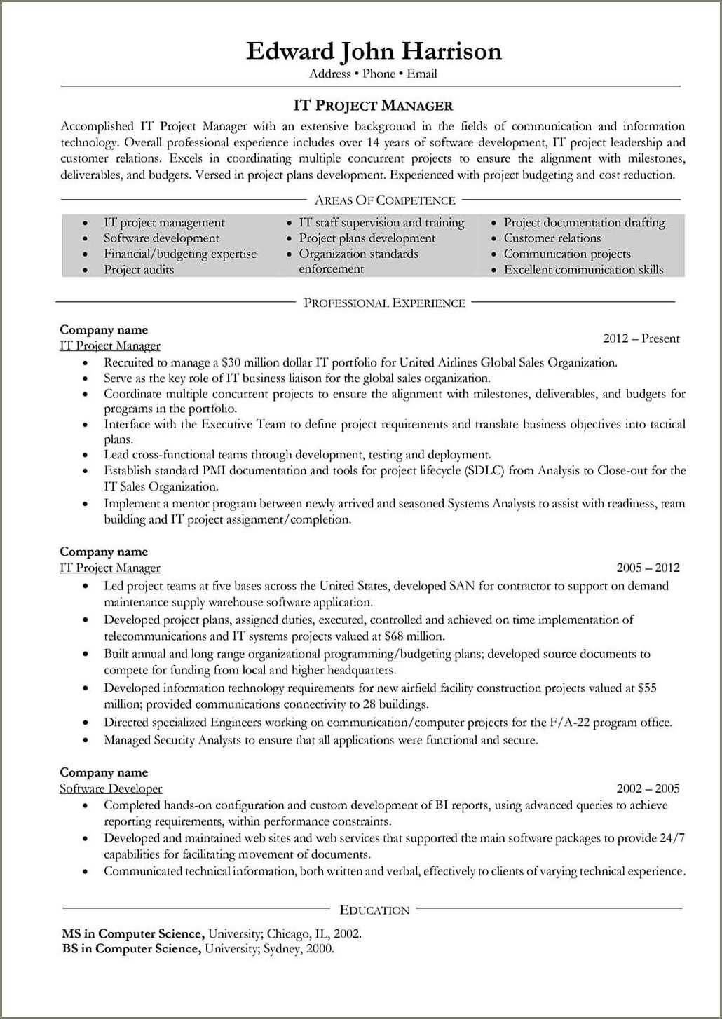 sample-project-management-resume-objectives-resume-example-gallery