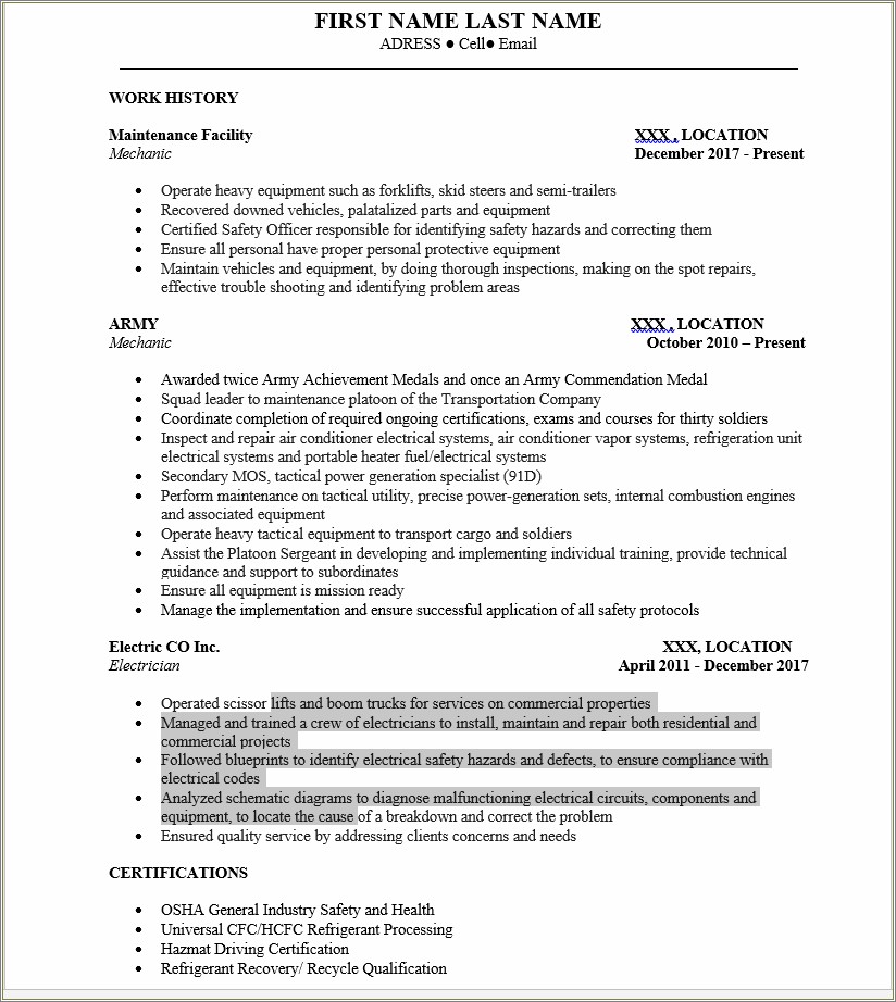 Army 92w Resume Sample Sfl Tap - Resume Example Gallery