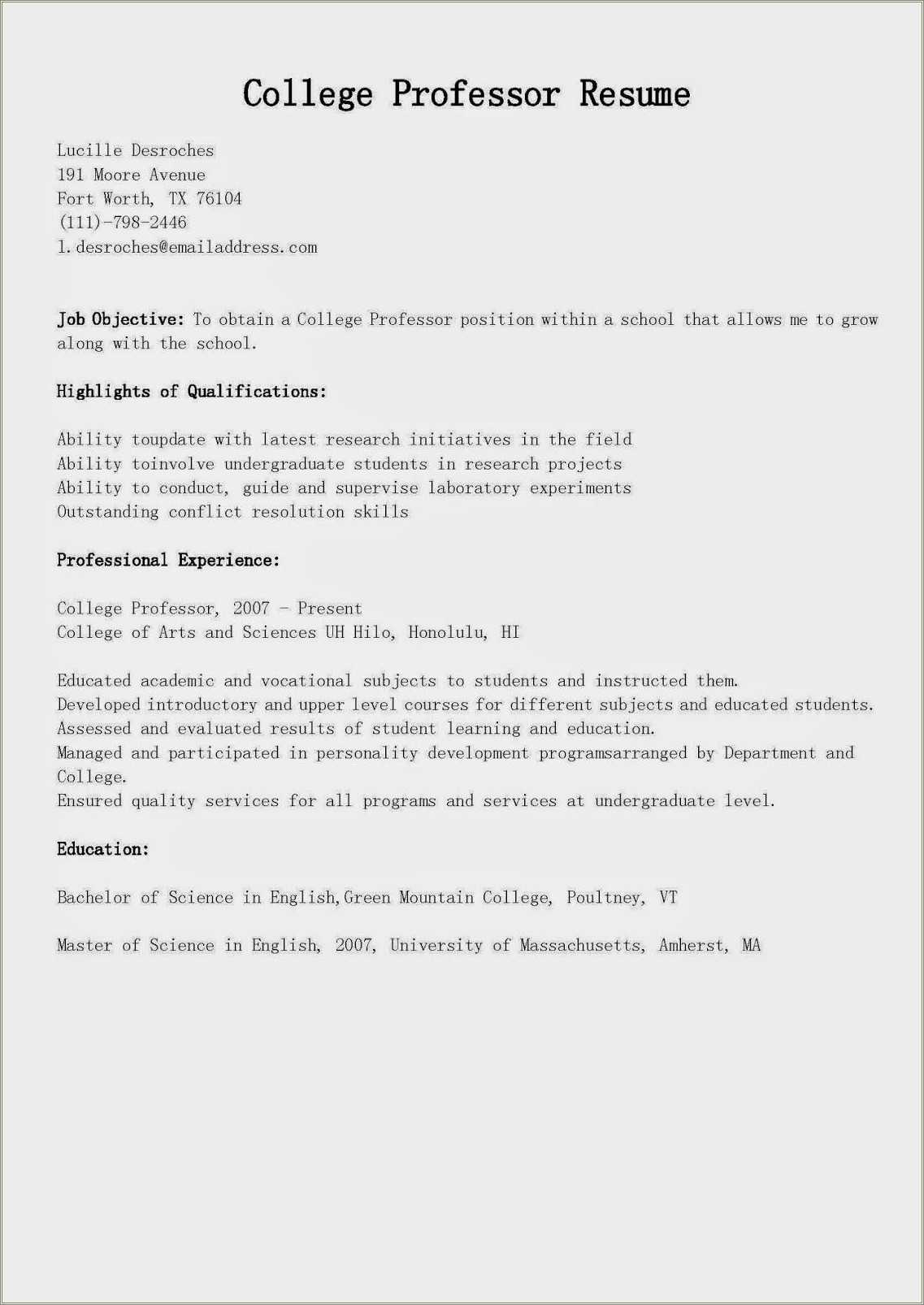 sample-resume-college-instructor-position-resume-example-gallery