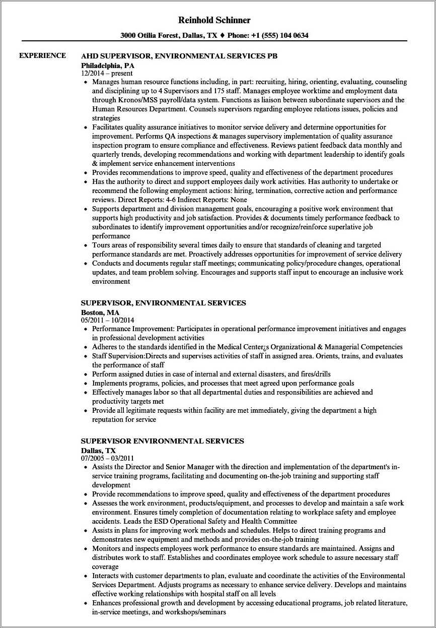 sample-resume-environmental-services-supervisor-resume-example-gallery