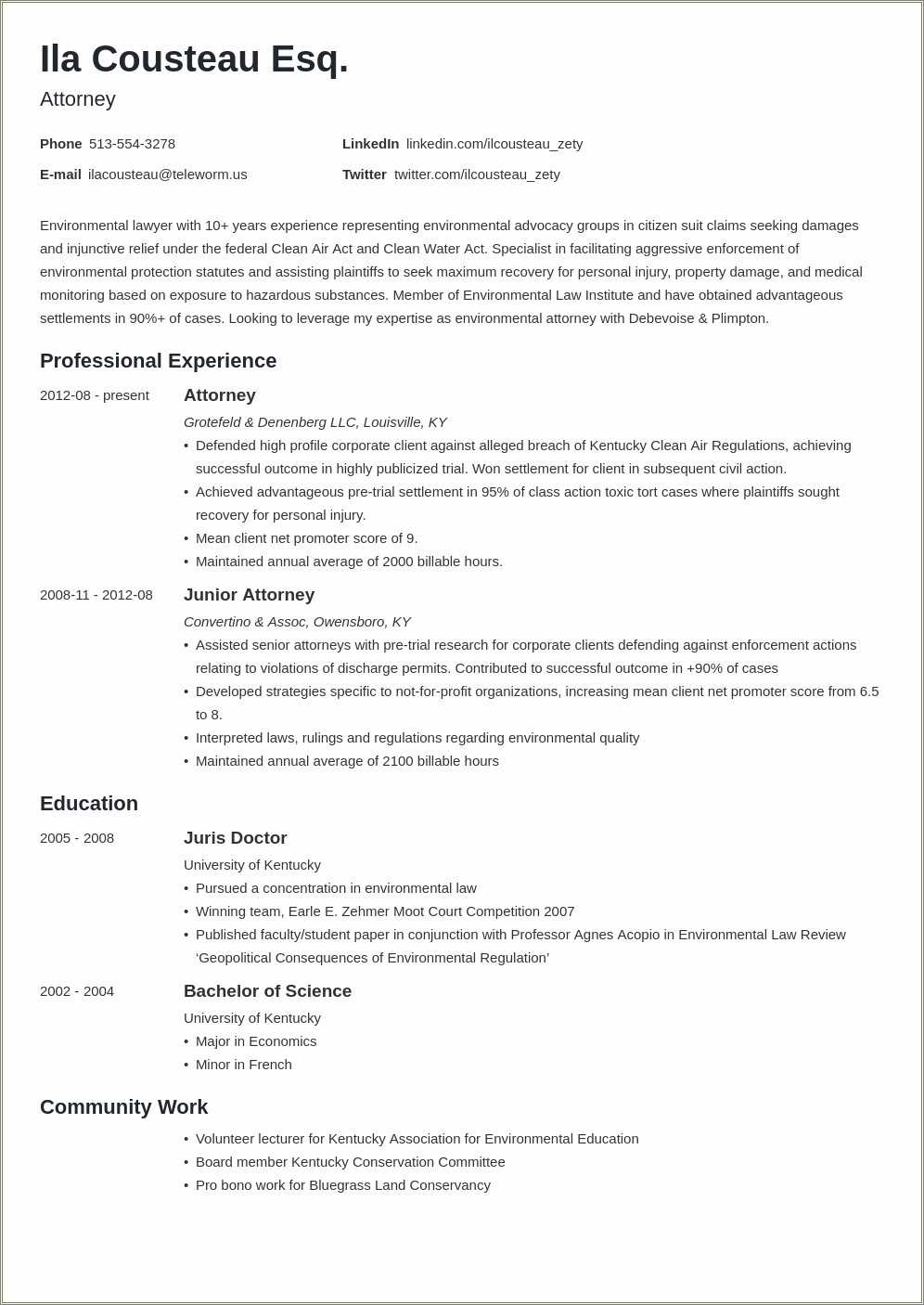 Estate Planning Attorney Resume Sample - Resume Example Gallery