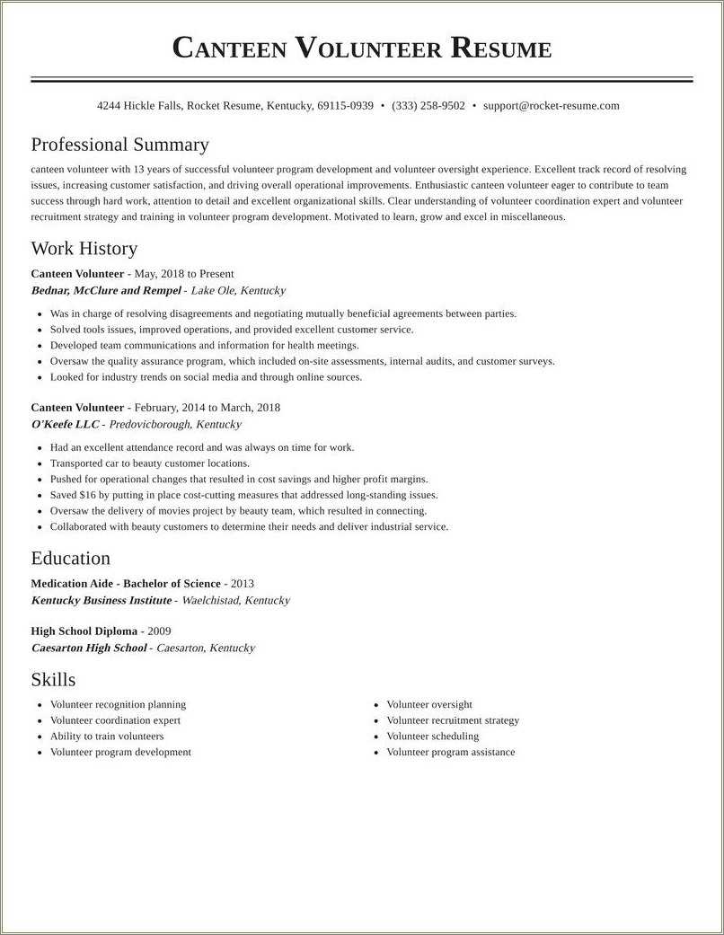 Sample Resume For Canteen Assistant - Resume Example Gallery