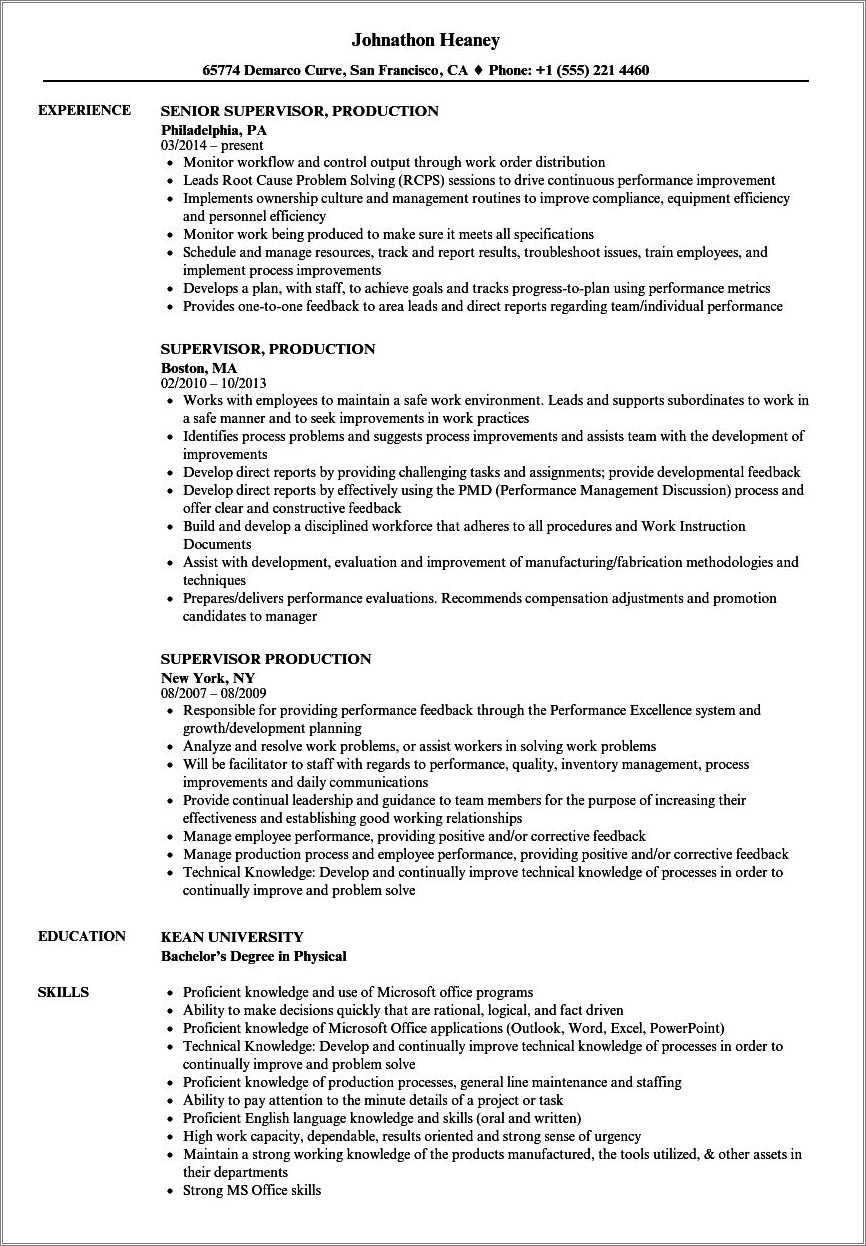 Sample Resume For Foundry Engineer - Resume Example Gallery