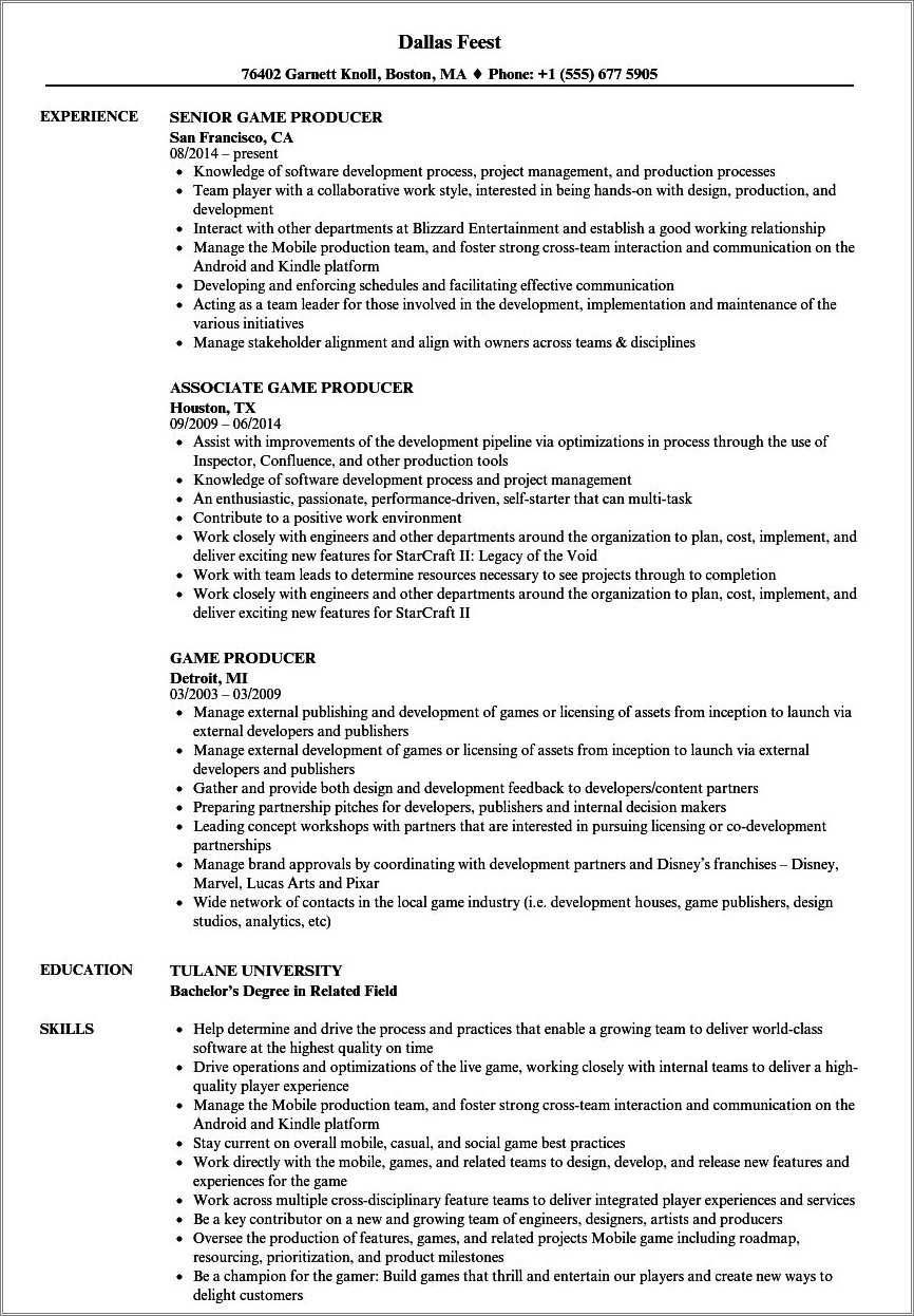 Resume Examples In Online Gaming - Resume Example Gallery