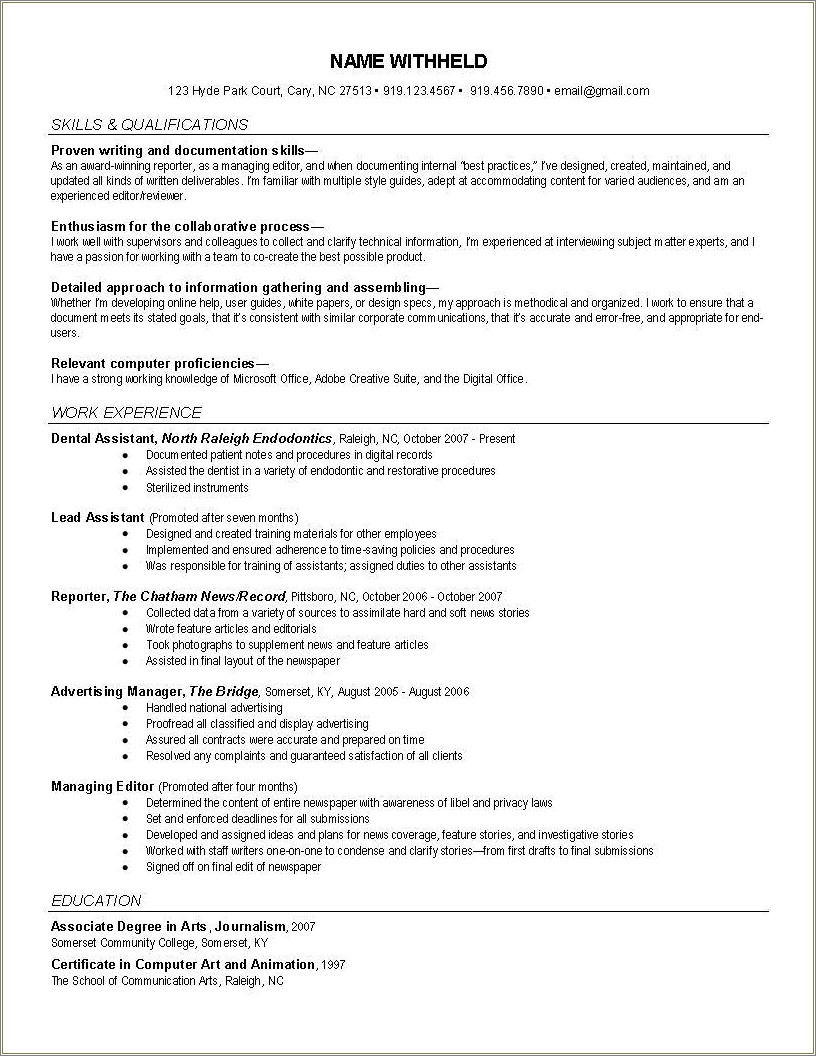 Sample Resume For Journalism Graduates - Resume Example Gallery