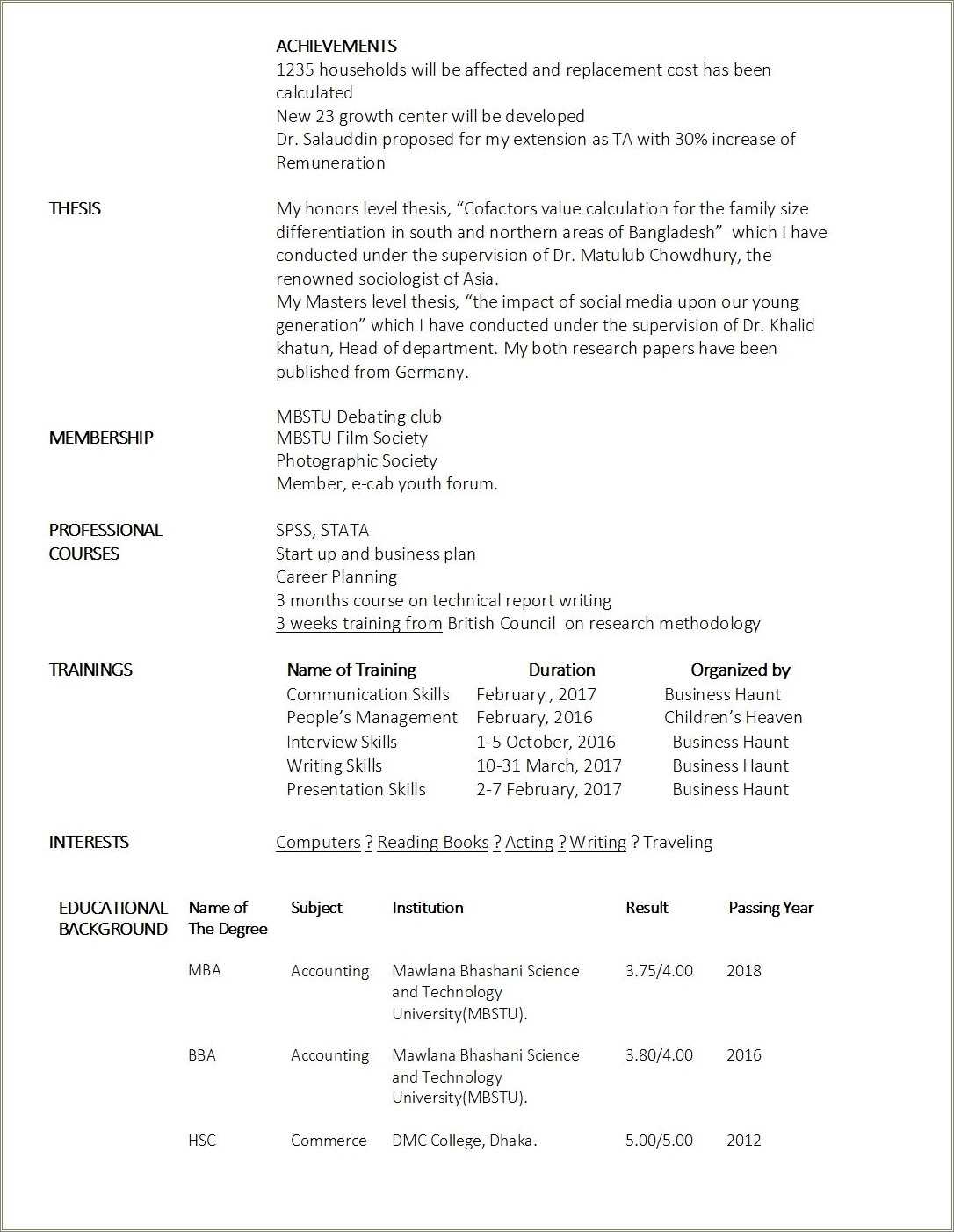 Ffa Job Interview Sample Resume Resume Example Gallery