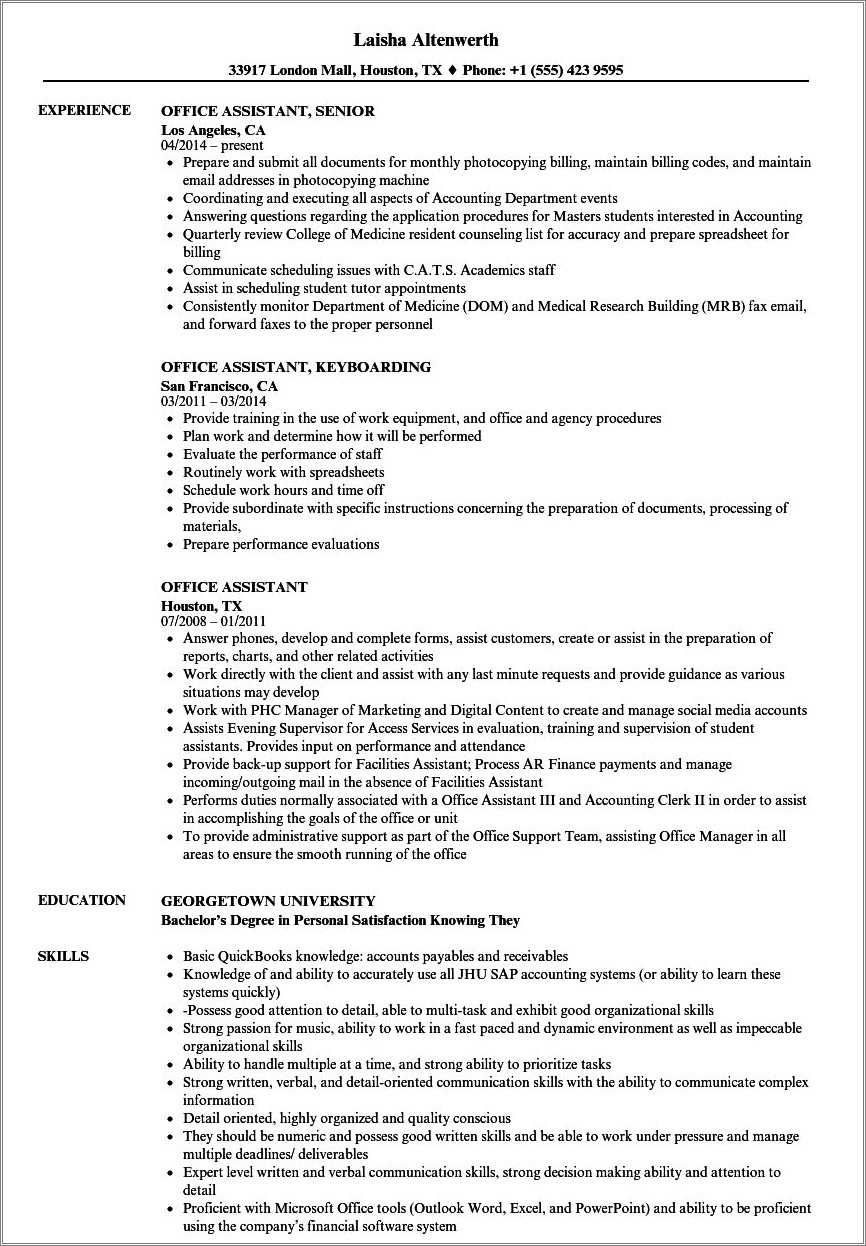 Sample Resume For Office Staff - Resume Example Gallery