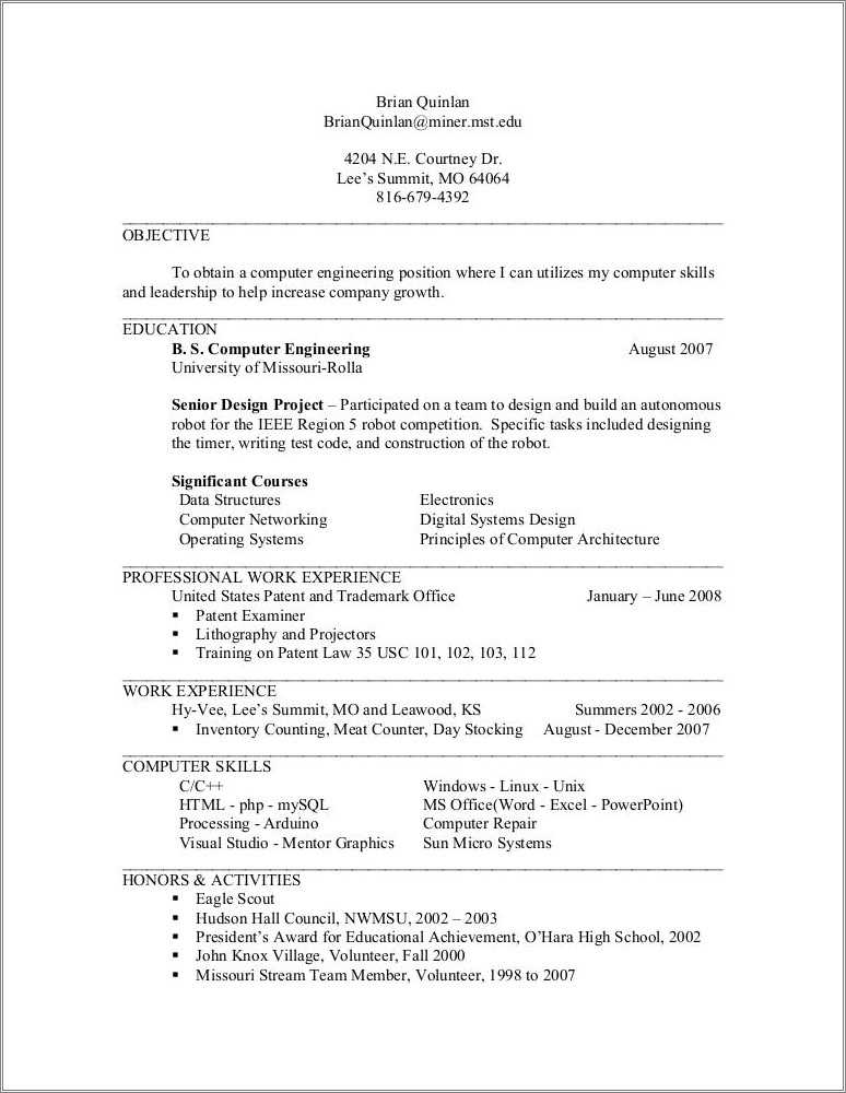 Sample Resume For Patent Examiner - Resume Example Gallery