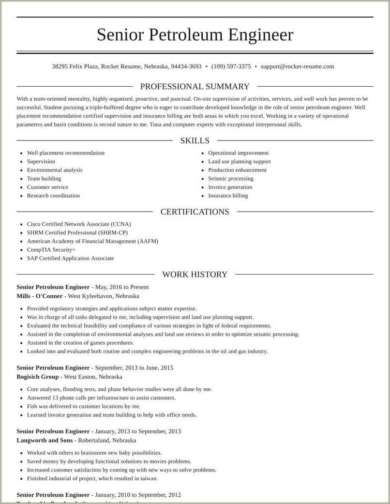 Sample Resume For Petroleum Inspector - Resume Example Gallery