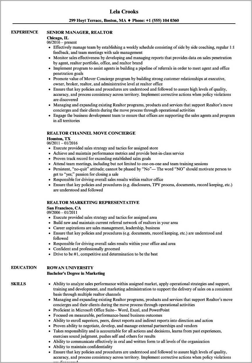 Sample Resume For Reo Agent - Resume Example Gallery