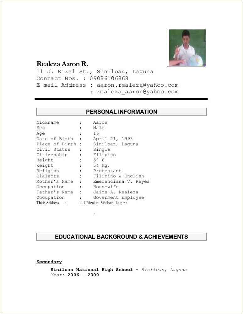 Sample Resume With Applicant Signature - Resume Example Gallery