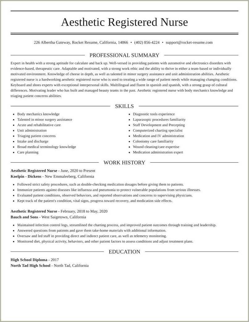 Sample Resume Medical Aesthetic Nurse Resume Example Gallery 3087