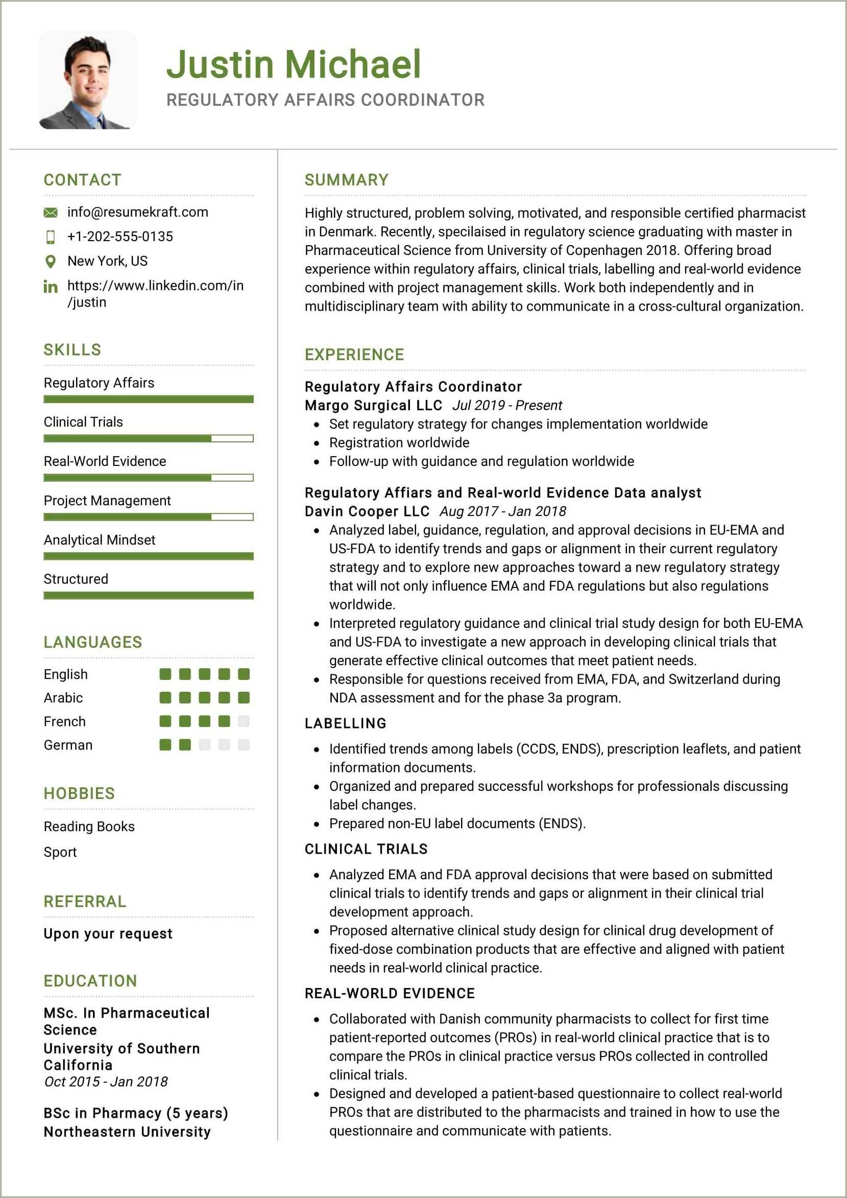 Regulatory Affairs Medical Device Resume Sample - Resume Example Gallery