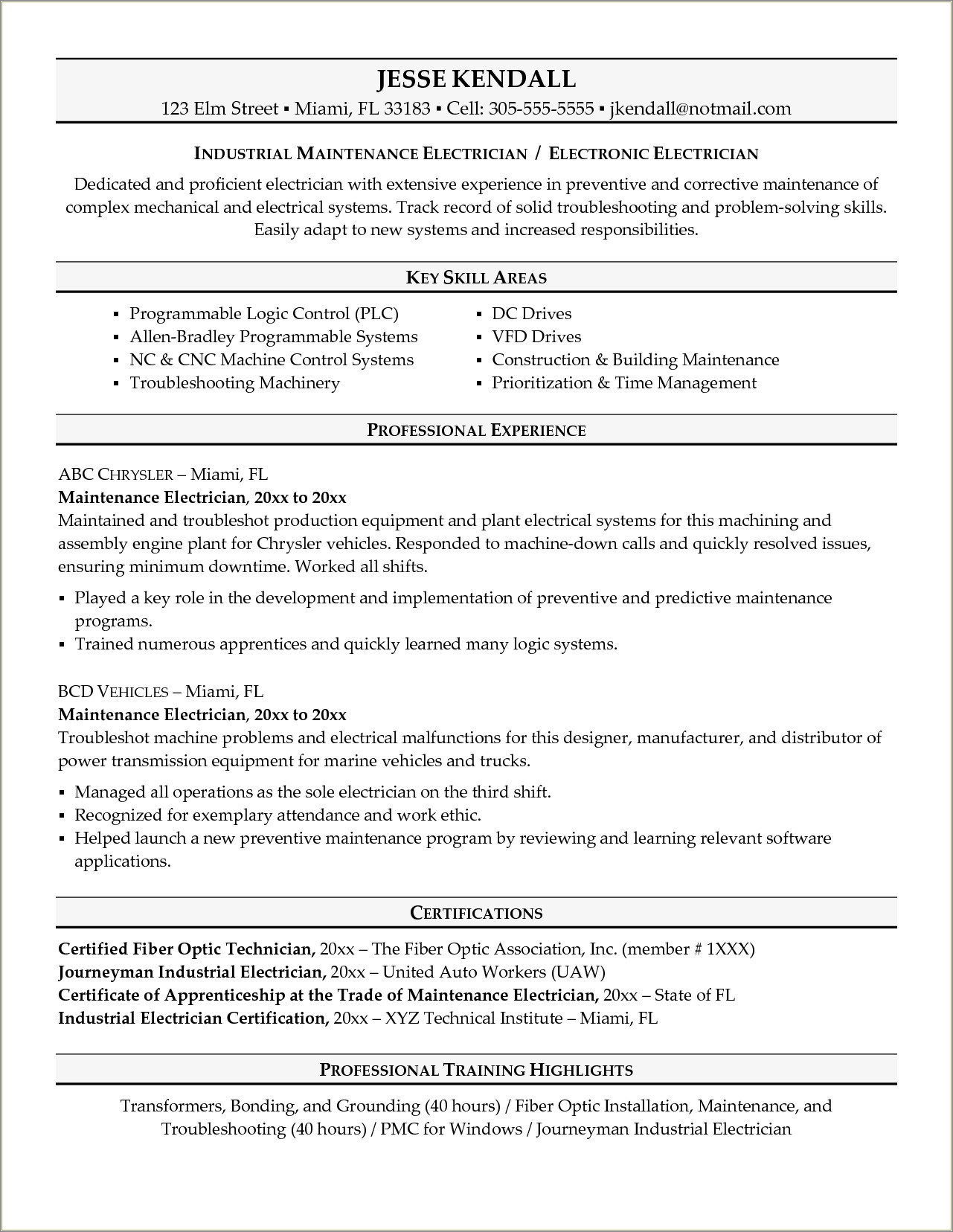 Sample Resume Skilled Maintenance Worker Resume Example Gallery