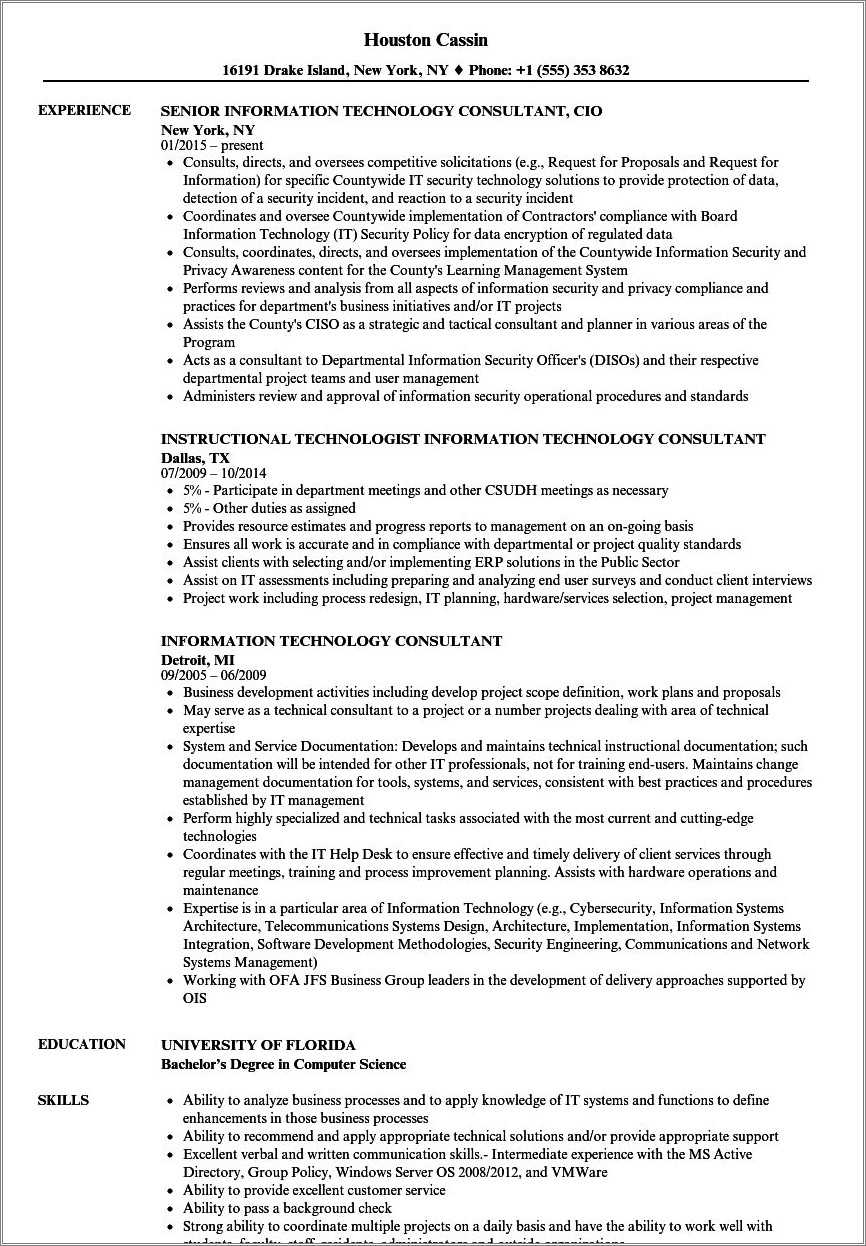 Sample Resume Skills Information Technology - Resume Example Gallery