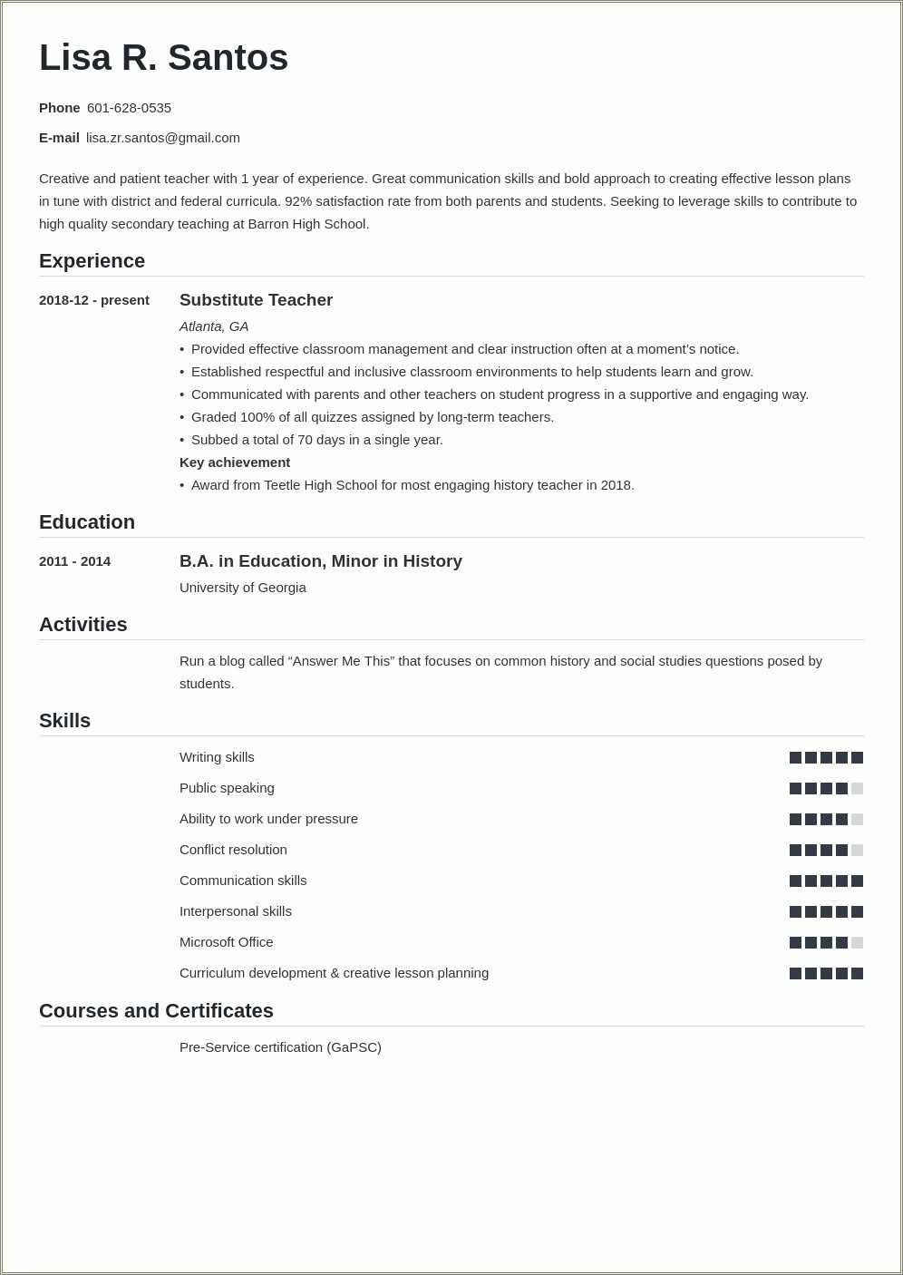 sample-resume-teacher-without-experience-resume-example-gallery