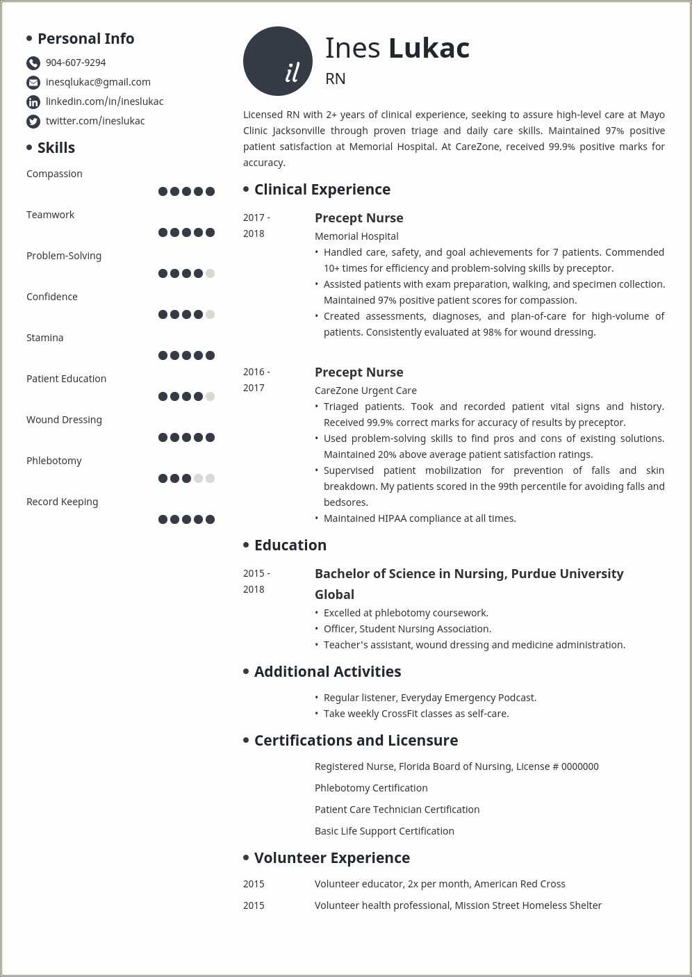 resume templates for nursing students