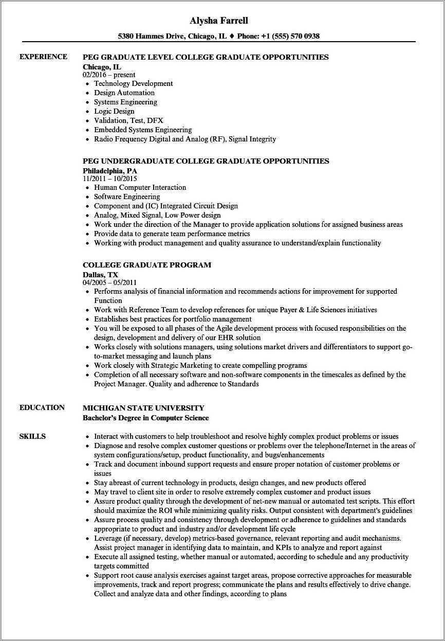 Double Major On Resume Sample - Resume Example Gallery