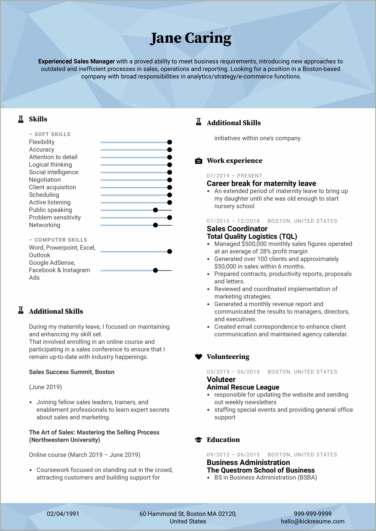 sample-resume-with-maternity-break-resume-example-gallery