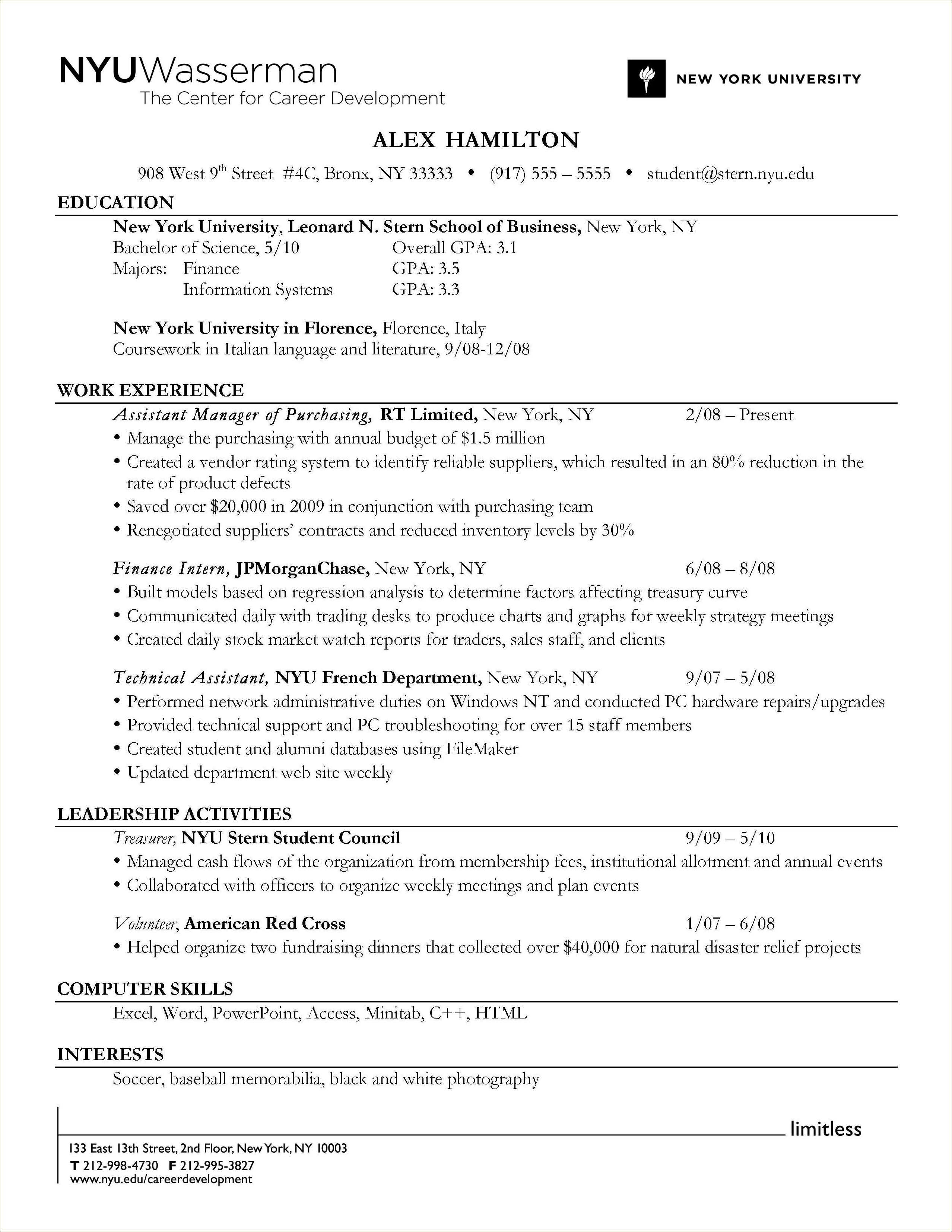 Sample Description For Resume For Freshers