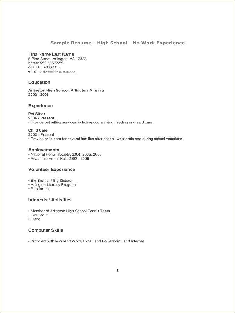 sample college resumes for high school seniors