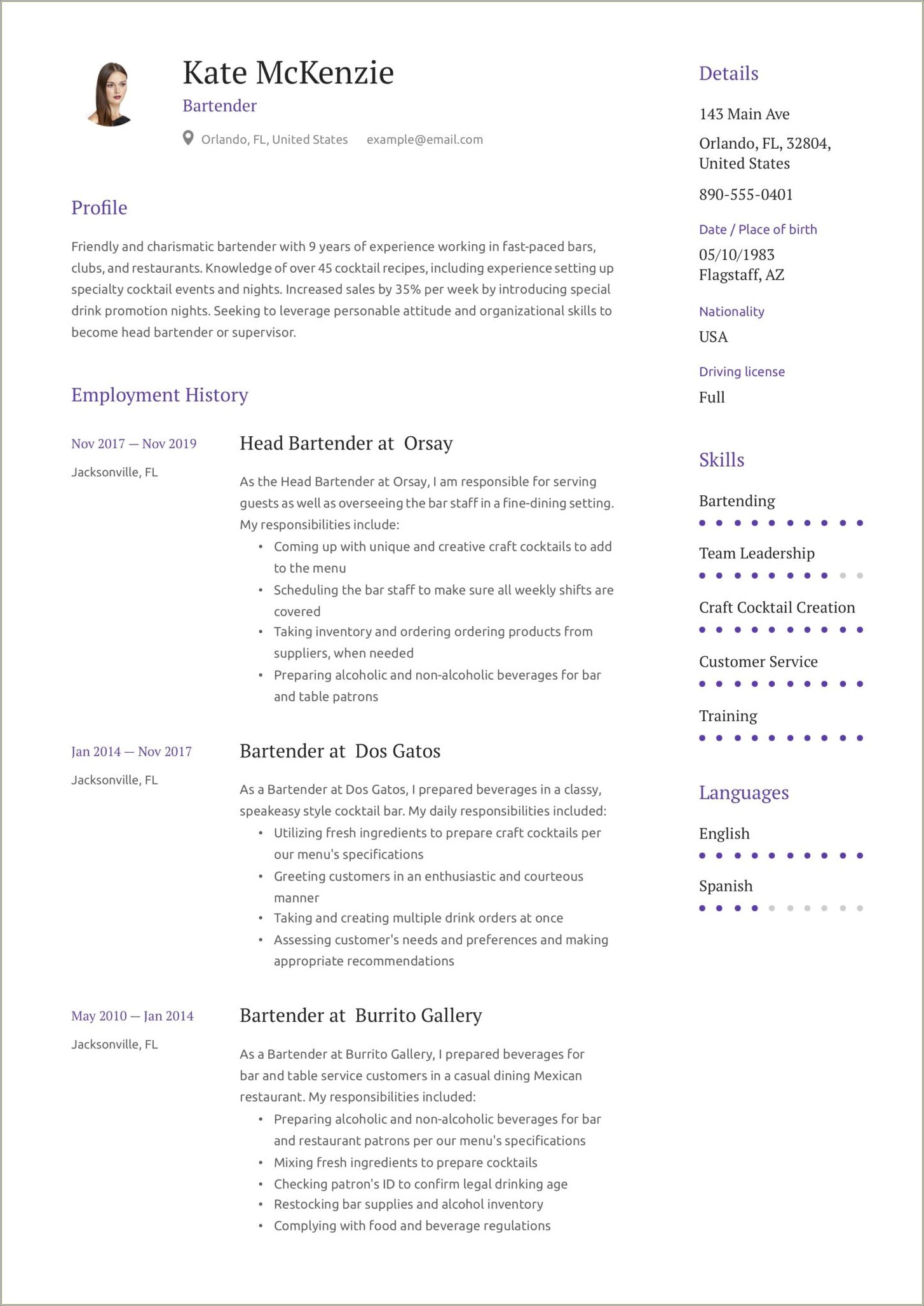 sample-summary-for-bartender-resume-resume-example-gallery