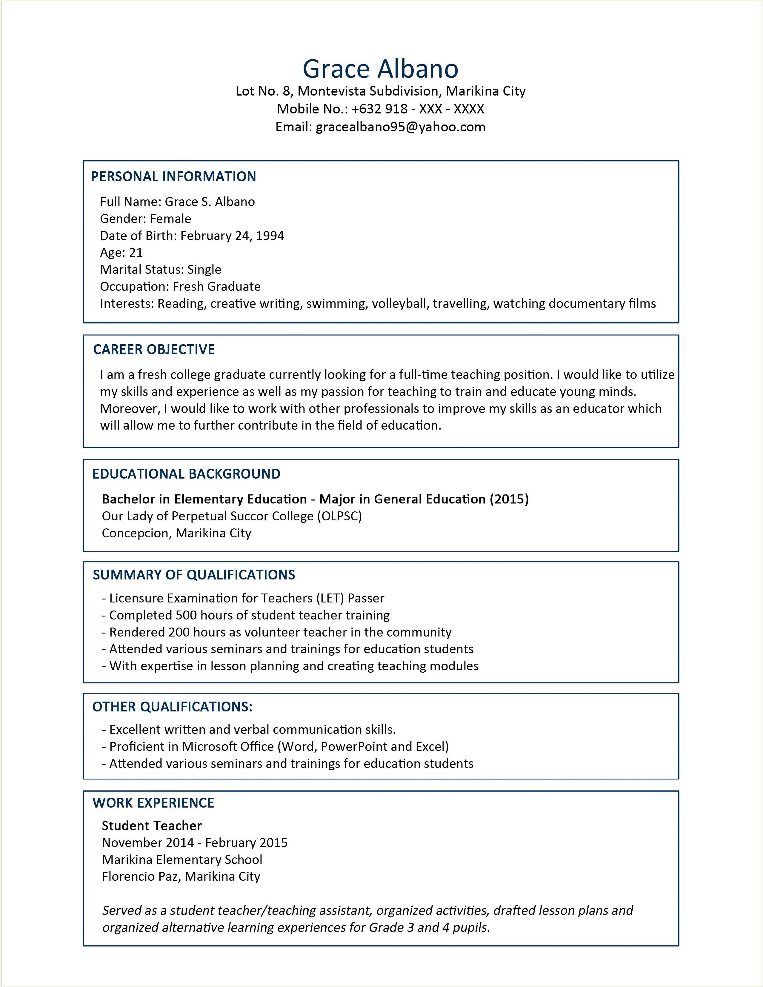 sample-teacher-resume-for-fresher-resume-example-gallery