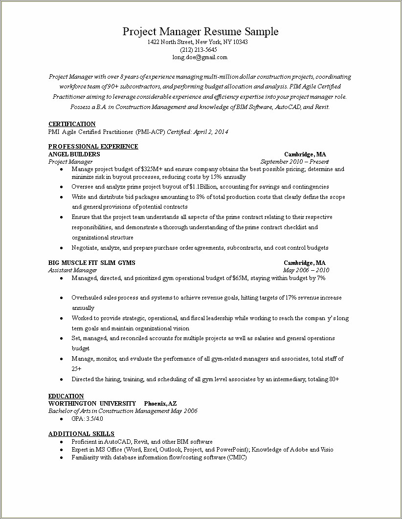 Servant Leader Project Manager Resume - Resume Example Gallery