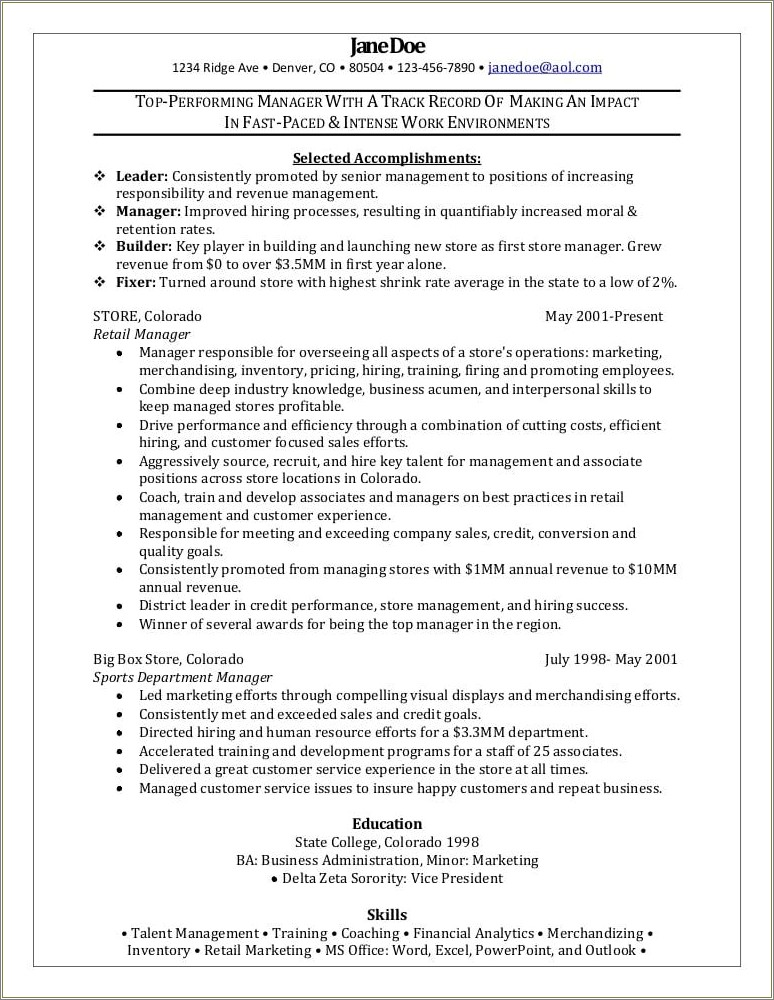 Shopping Mall Marketing Manager Resume - Resume Example Gallery