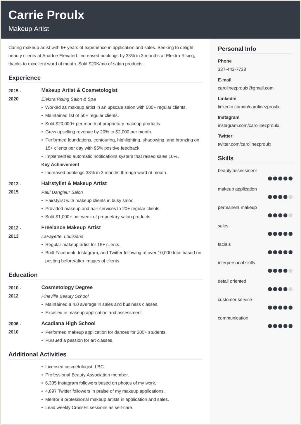 Resume Objective For Ulta Beauty - Resume Example Gallery