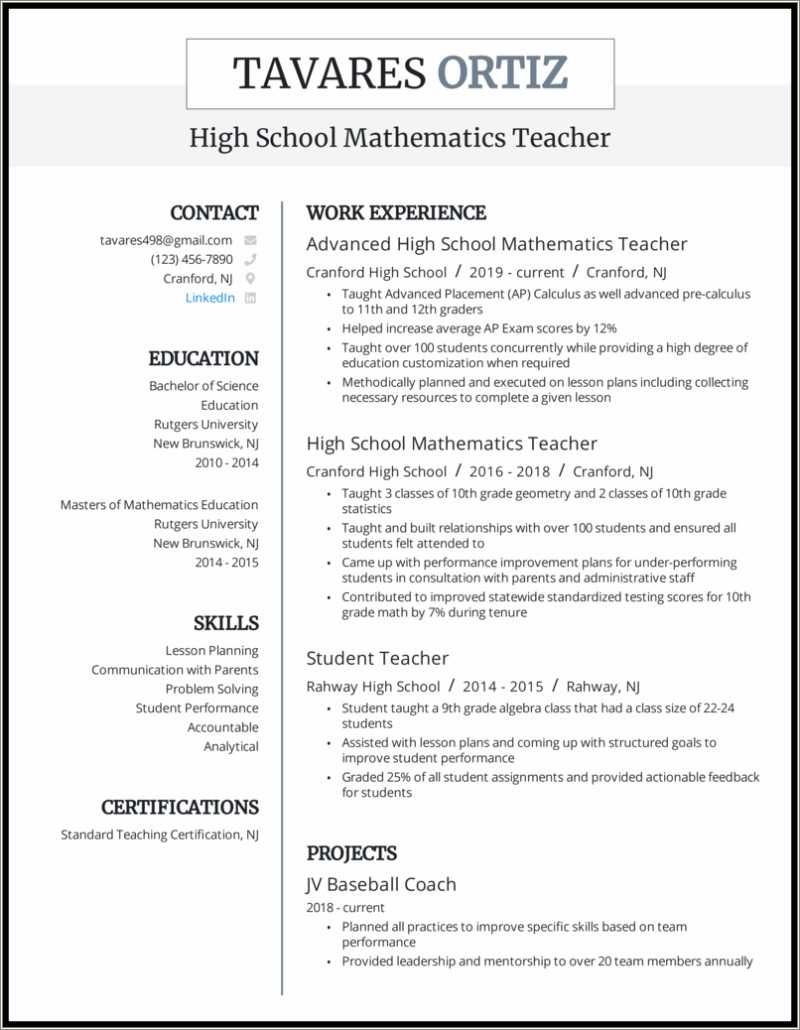 Skills For Teaching Resume Examples Resume Example Gallery