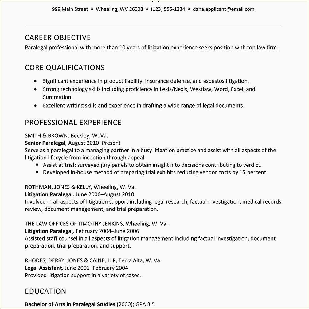 Skills Paralegals Post On Resumes - Resume Example Gallery