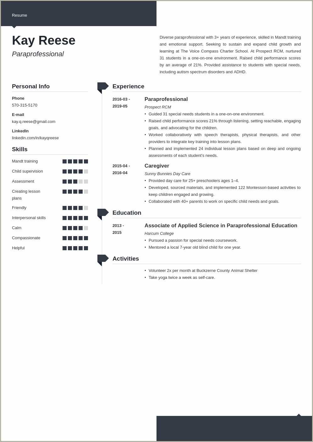 Special Ed Paraeducator Resume Examples Resume Example Gallery