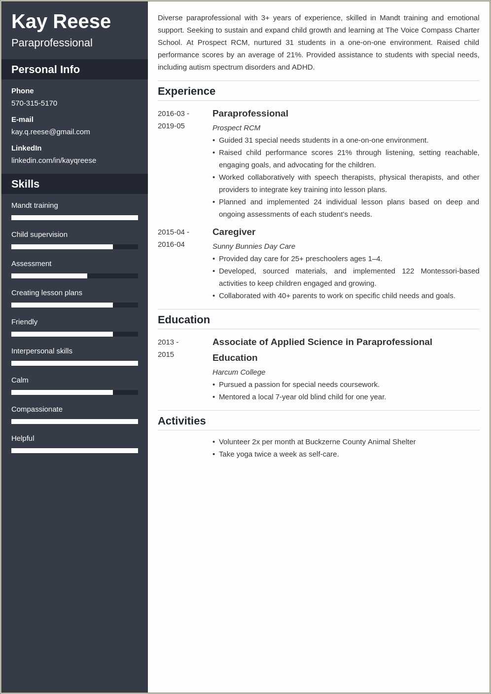 Special Ed Paraprofessional Resume Examples - Resume Example Gallery