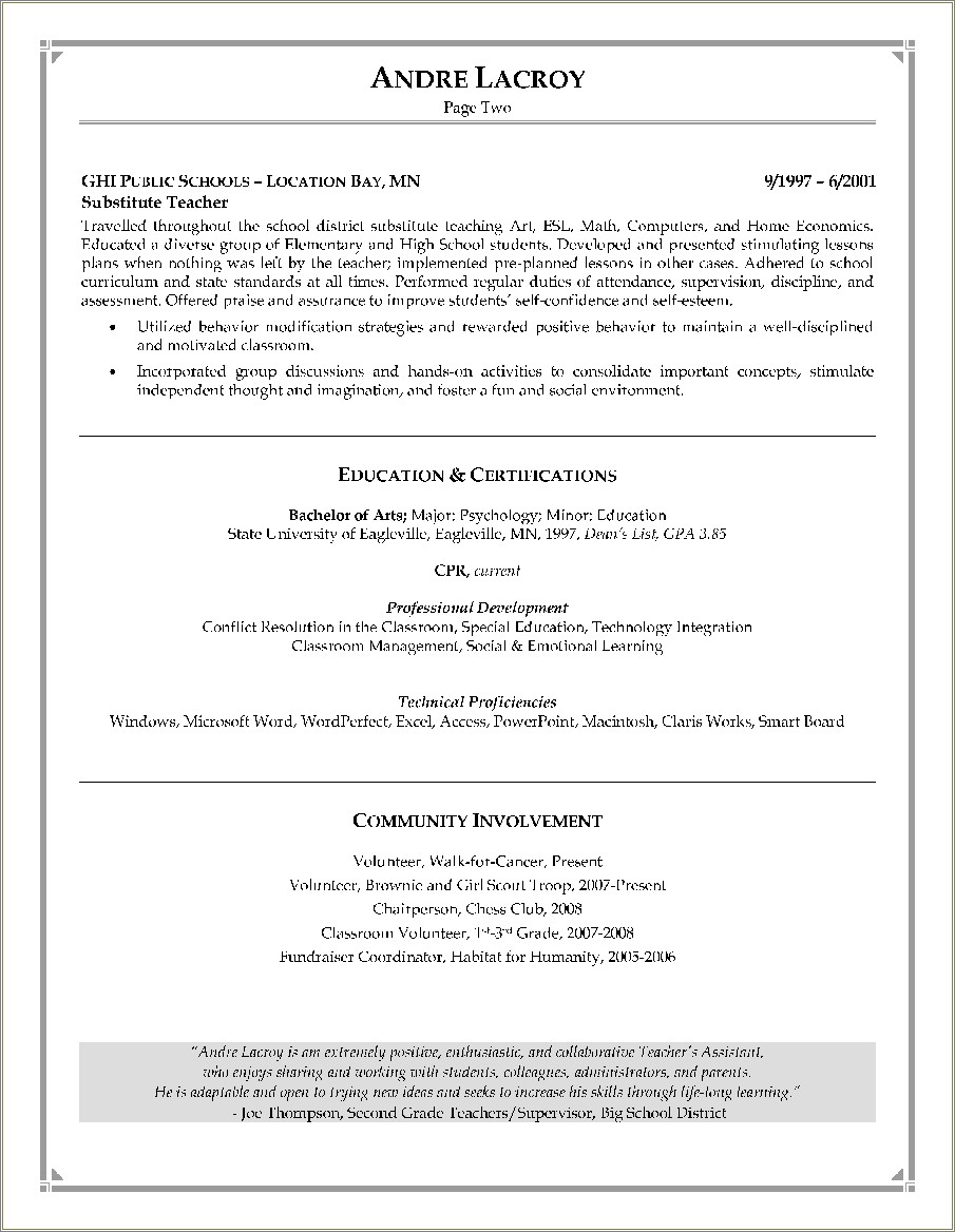 Special Education Assistant Resume Examples Resume Example Gallery 8972