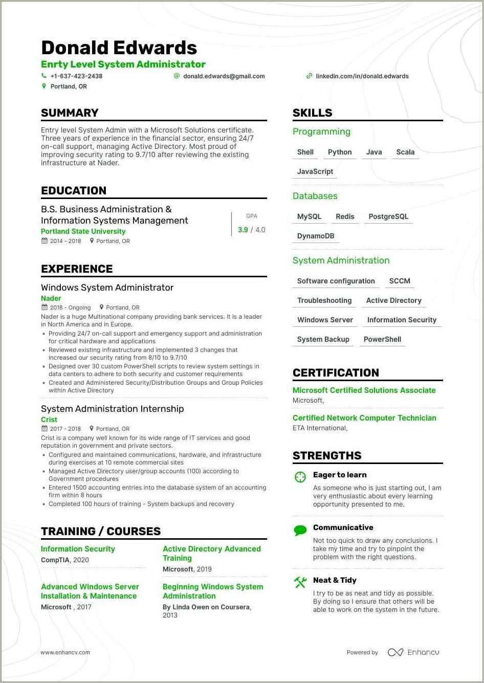 Sr Linux Administrator Resume Sample - Resume Example Gallery