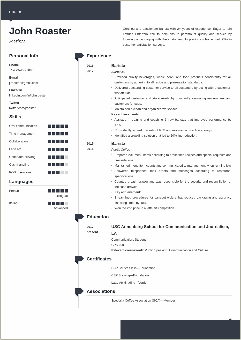 Starbucks Barista Resume Job Description Resume Example Gallery