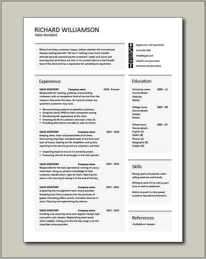 Store Assistant Job Description Resume Resume Example Gallery