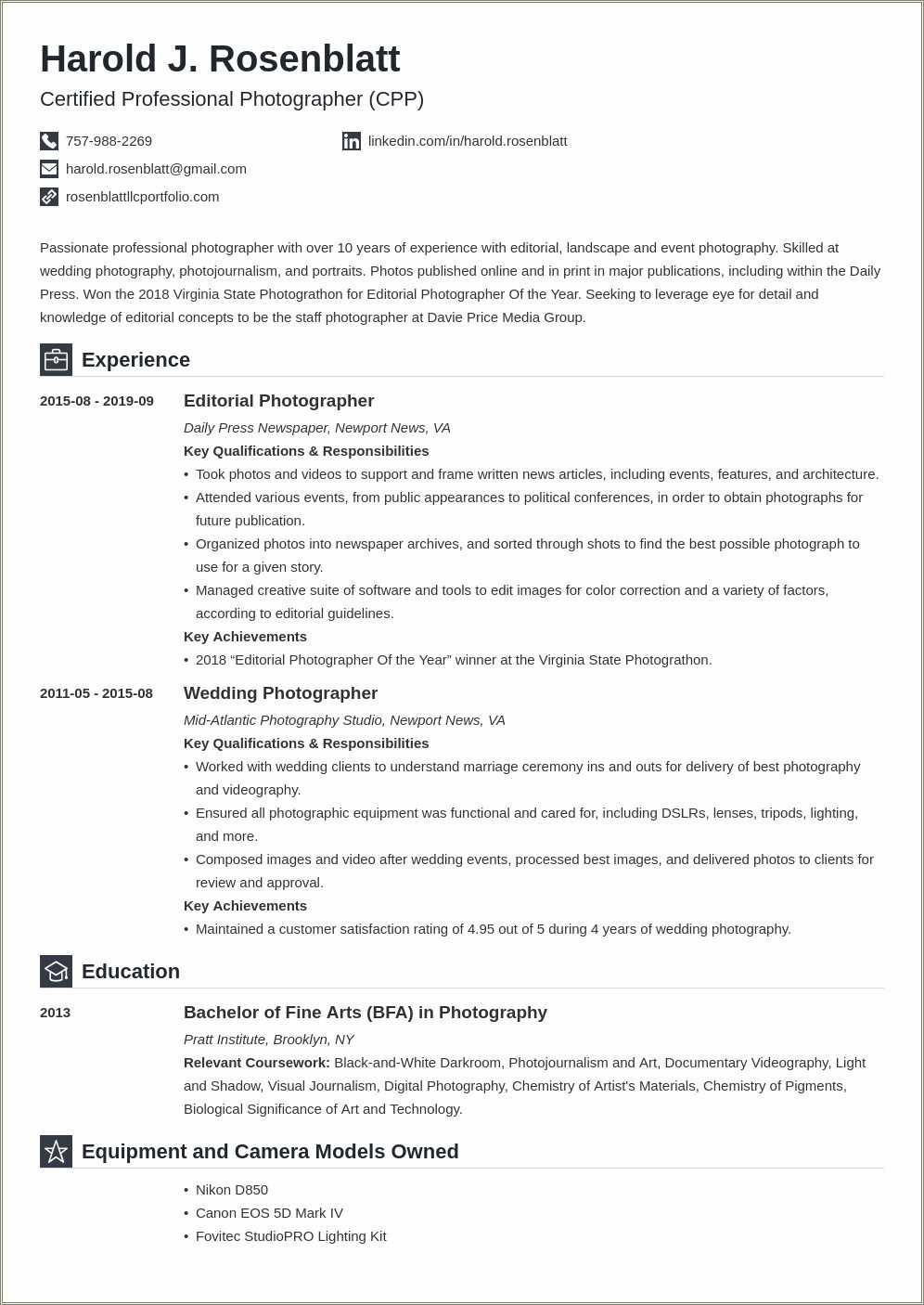 Studio Photographer Job Description