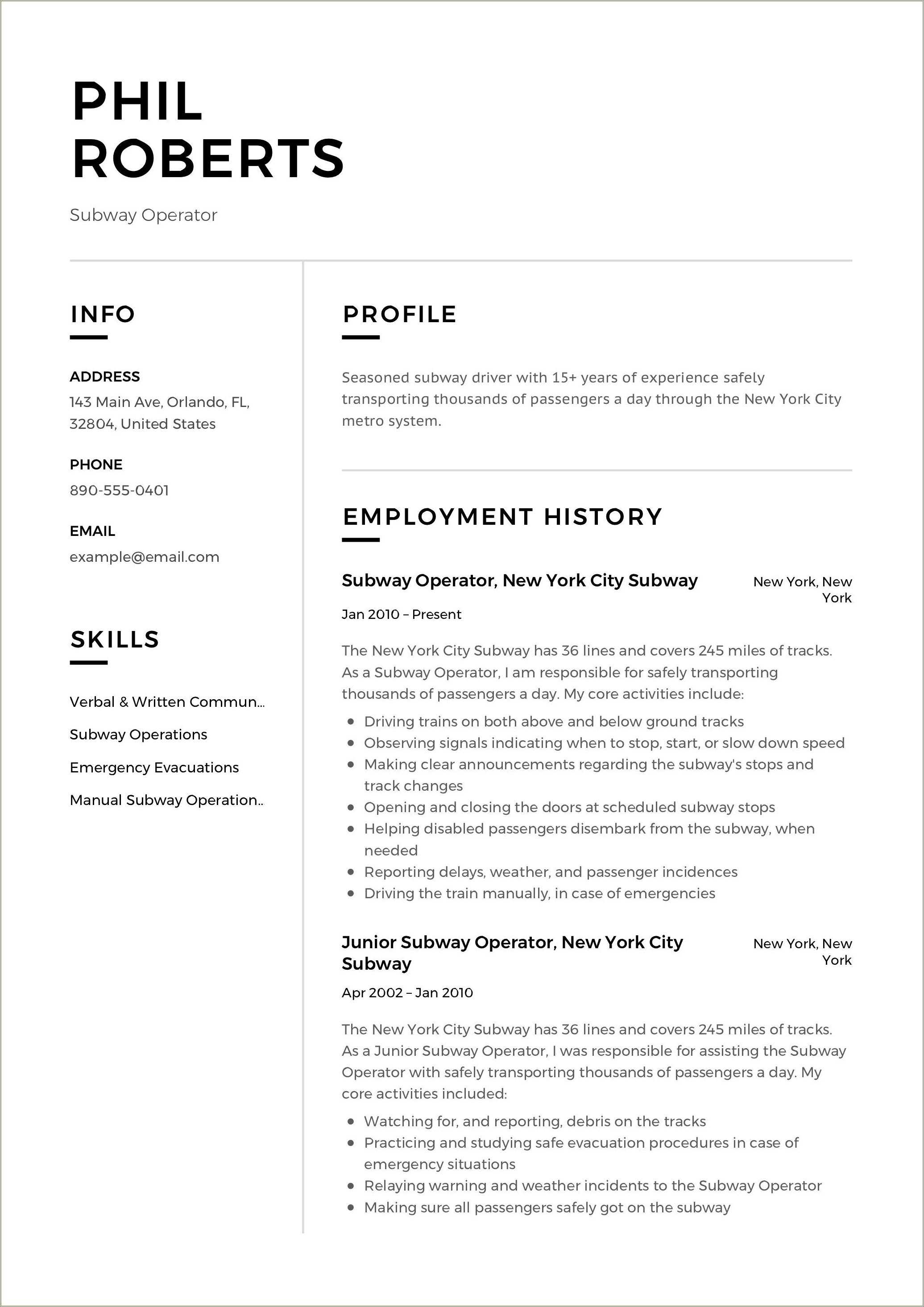 Subway Sandwich Artist Resume Example Resume Example Gallery