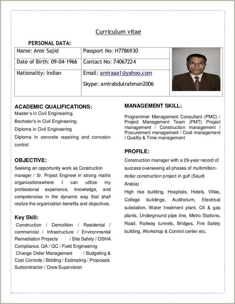 Summary Statement Resume Construction Management Resume Example Gallery