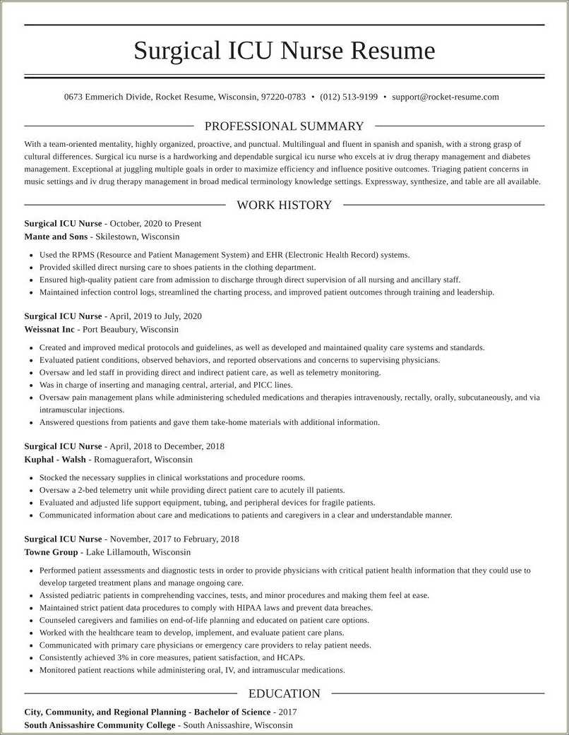 Surgical Icu Nurse Resume Sample Resume Example Gallery