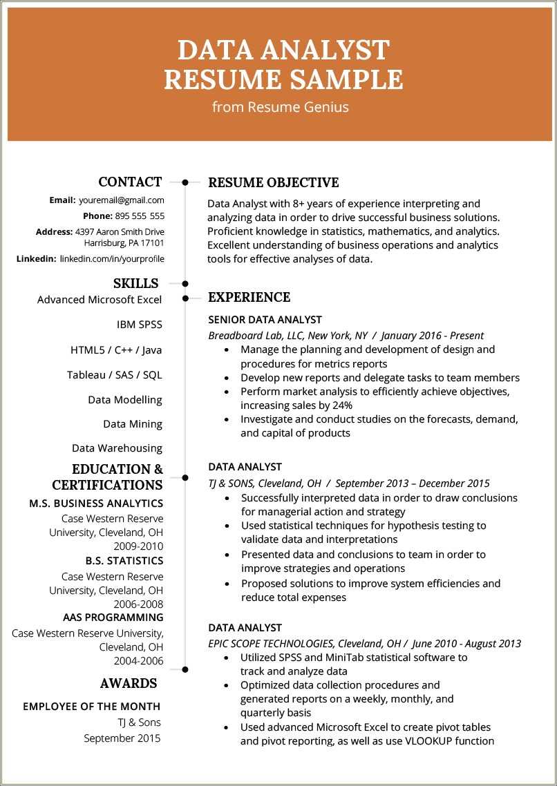 Tableau Business Analyst Resume Sample - Resume Example Gallery