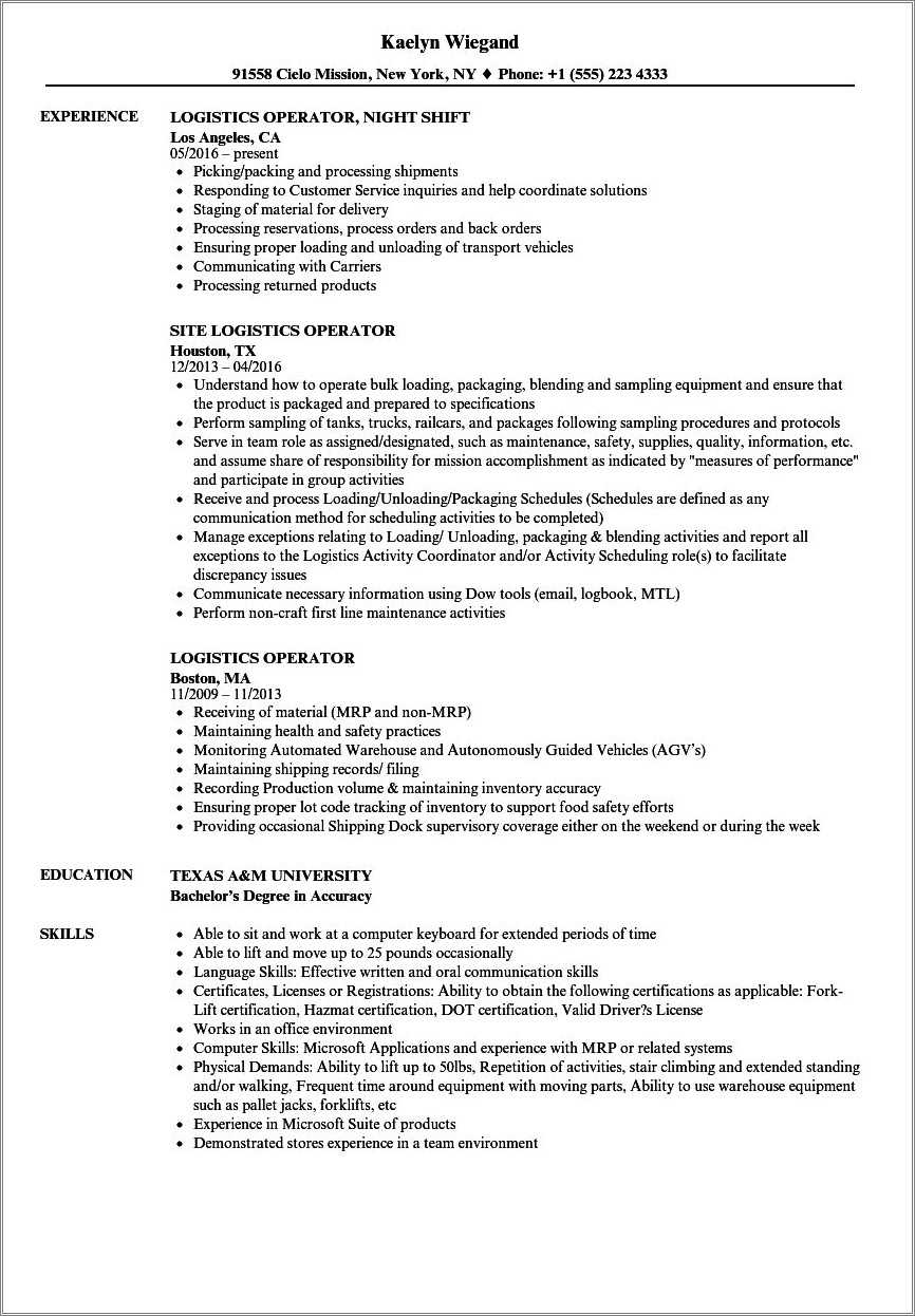 Texas A&m Resume Example Resume Example Gallery